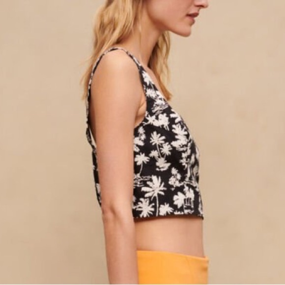 🌻NEW w/tags Maje B&W Palm Tree Print Crop Top FR Size 2 / US Medium $235 Retail - Picture 3 of 14